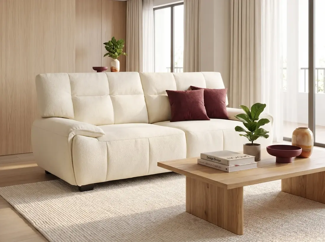 Cloudy Cream 2-Seater Fabric Sofa