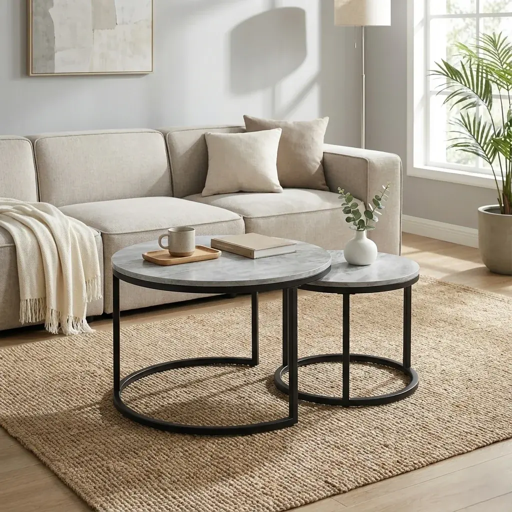 Grey Marble Nesting Coffee Table