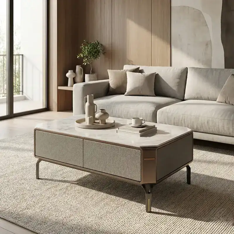 Satin Stone Storage Coffee Table