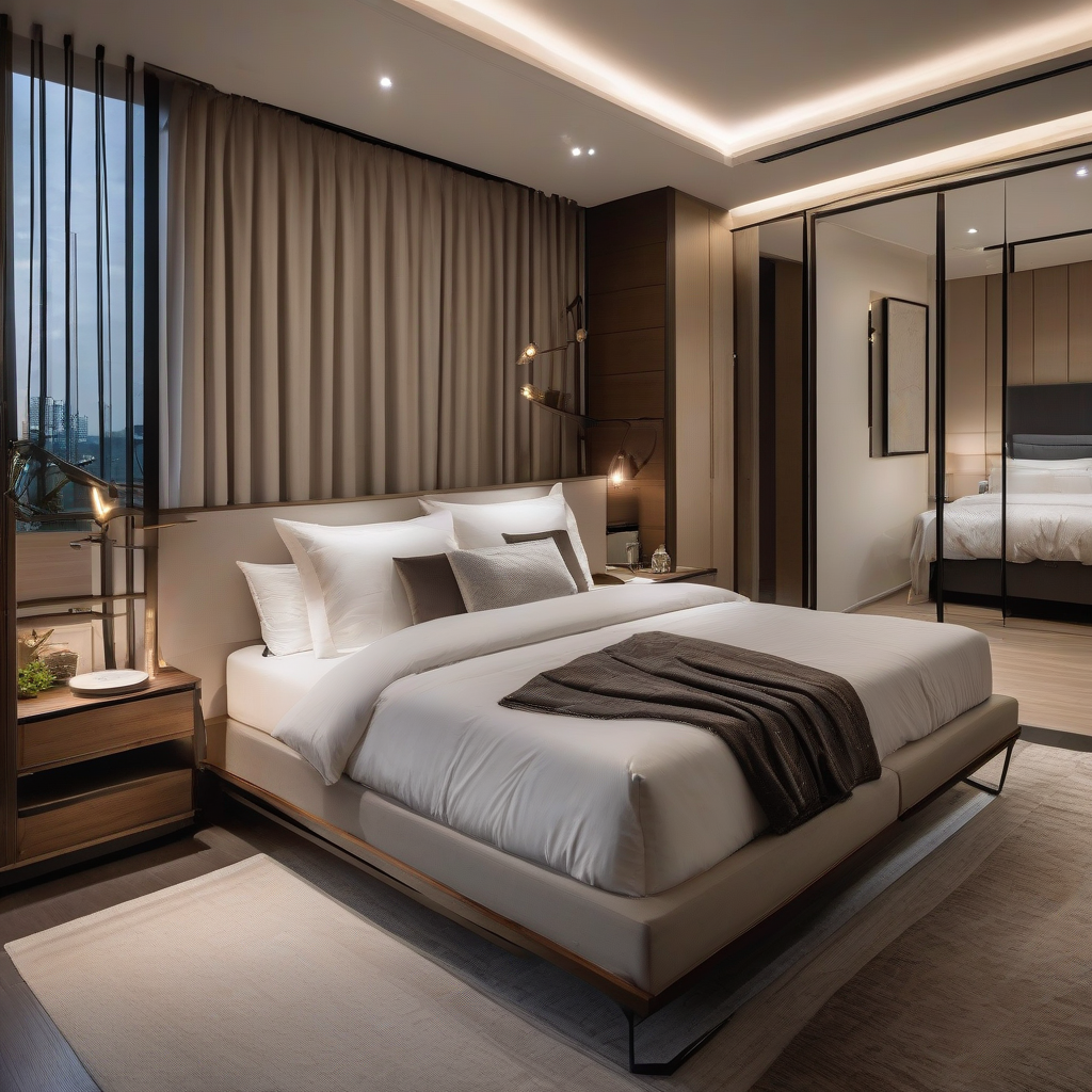 Small Condo Bedroom: Fitting a Queen Bed, Wardrobe and Dressing Area - Singapore Home Interior