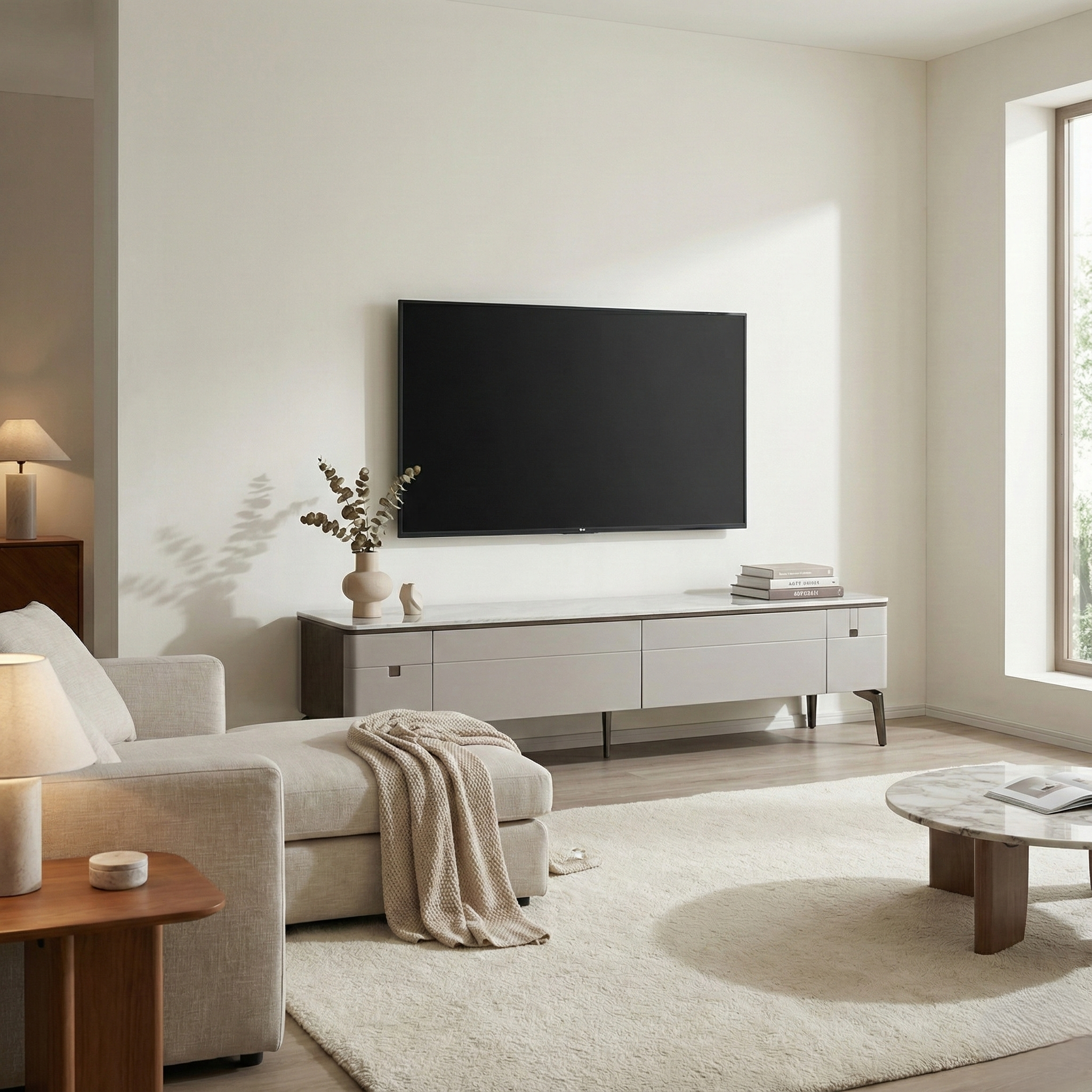 Satin White Compact Gloss TV Console